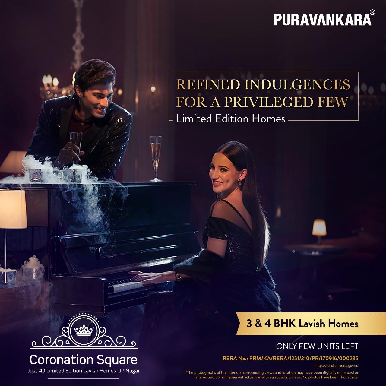 Refined indulgences for a privileged few limited edition homes at Purva Coronation Square Bangalore Update